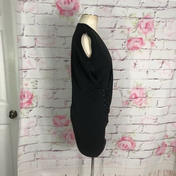 Allsaints Aures side laced slouchy black dress - Picture 8 of 13